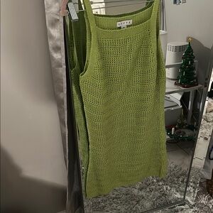 Lime Green Knit Sleeveless Dress
